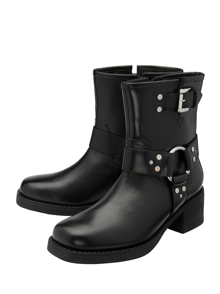 Ravel Black Leather Zip-Up Boots - Image 2 of 4