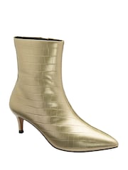Dourado - Botas de cano curto com zíper e salto agulha Ravel - Imagem 1 de 4