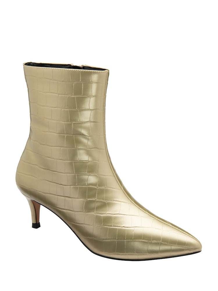 Ravel Gold Stiletto Heel Zip Up Ankle Boots - Image 1 of 4 Ravel Gold Stiletto Heel Zip Up Ankle Boots - Image 1 of 4