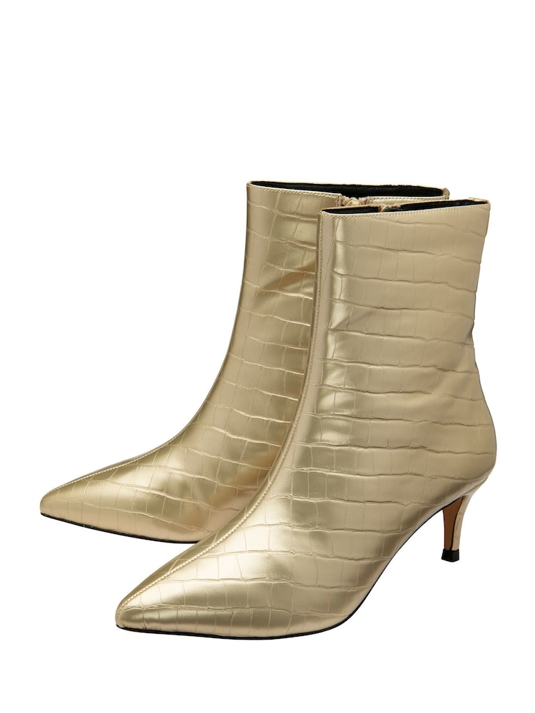 Ravel Gold Stiletto Heel Zip Up Ankle Boots - Image 2 of 4 Ravel Gold Stiletto Heel Zip Up Ankle Boots - Image 2 of 4