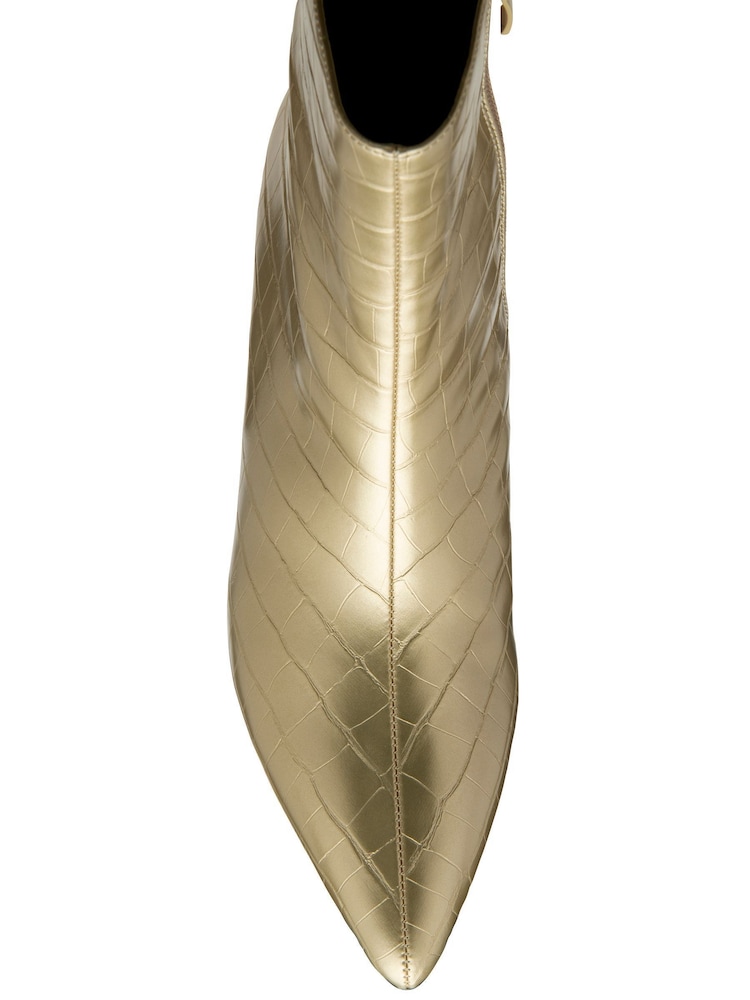 Ravel Gold Stiletto Heel Zip Up Ankle Boots - Image 4 of 4 Ravel Gold Stiletto Heel Zip Up Ankle Boots - Image 4 of 4
