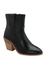 Ravel Black Leather Heeled Ankle Boots - Image 1 of 4