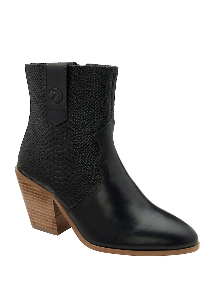 Ravel Black Leather Heeled Ankle Boots - Image 1 of 4