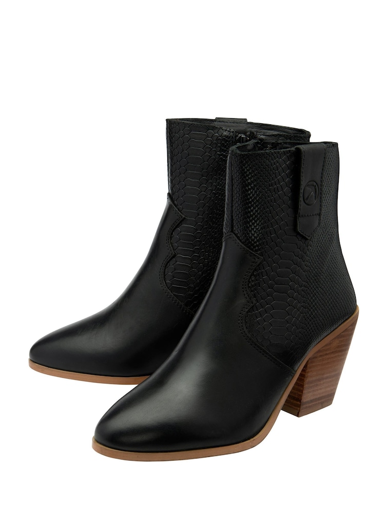 Ravel Black Leather Heeled Ankle Boots - Image 2 of 4