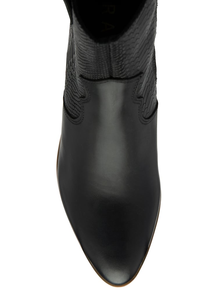 Ravel Black Leather Heeled Ankle Boots - Image 4 of 4