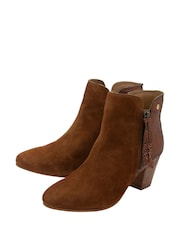 Ravel Brown Suede Heeled Ankle Boots - Image 2 of 4