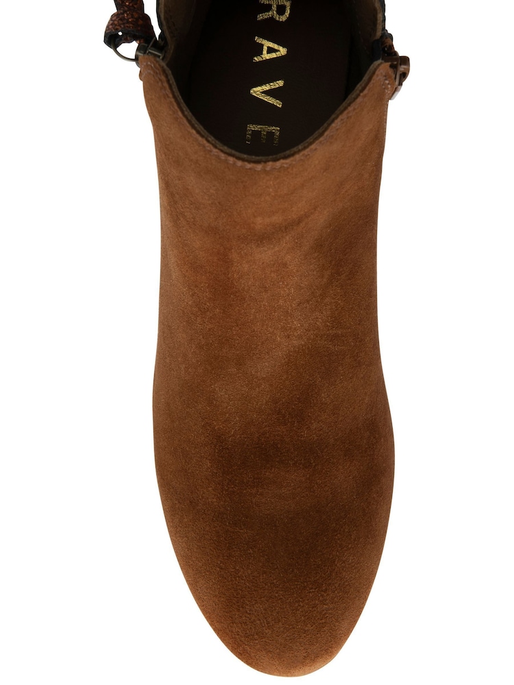 Ravel Brown Suede Heeled Ankle Boots - Image 4 of 4