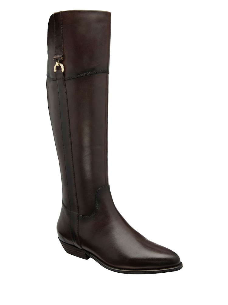 Ravel Brown Leather Knee High Boots - Image 1 of 4 Ravel Brown Leather Knee High Boots - Image 1 of 4