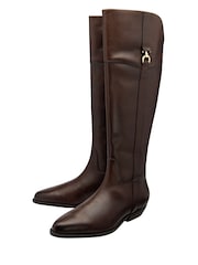Ravel Brown Leather Knee High Boots - Image 2 of 4