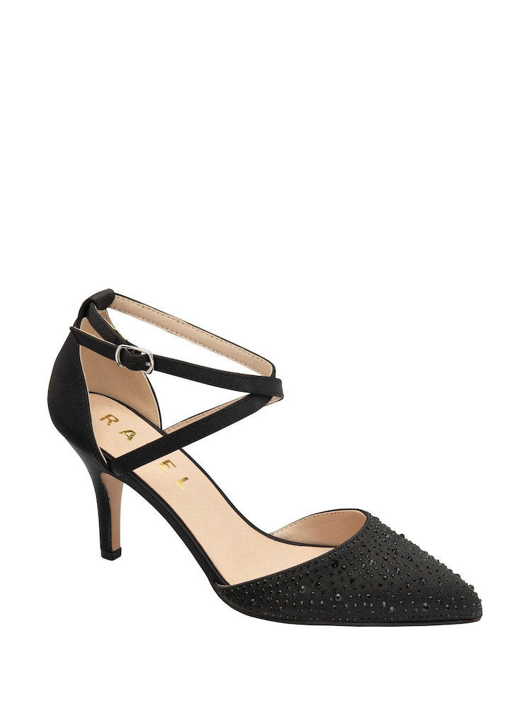 Ravel Black Satin Pointed Toe Heeled Shoes - Image 1 of 4