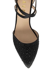 Ravel Black Satin Pointed Toe Heeled Shoes - Image 3 of 4