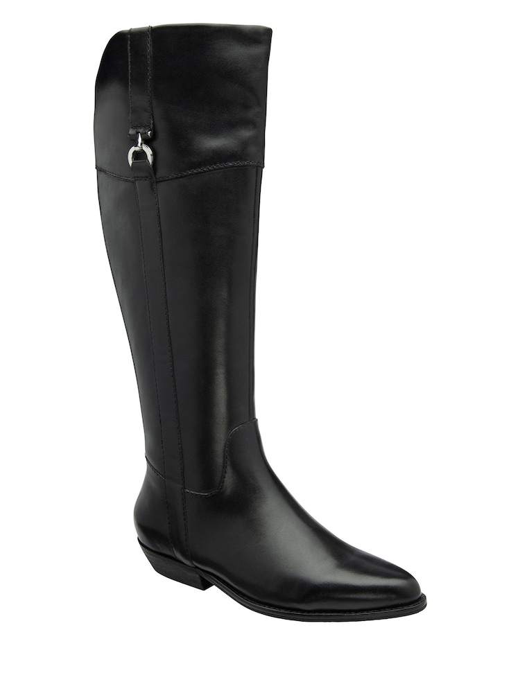 Ravel Black Leather Knee High Boots - Image 1 of 4 Ravel Black Leather Knee High Boots - Image 1 of 4