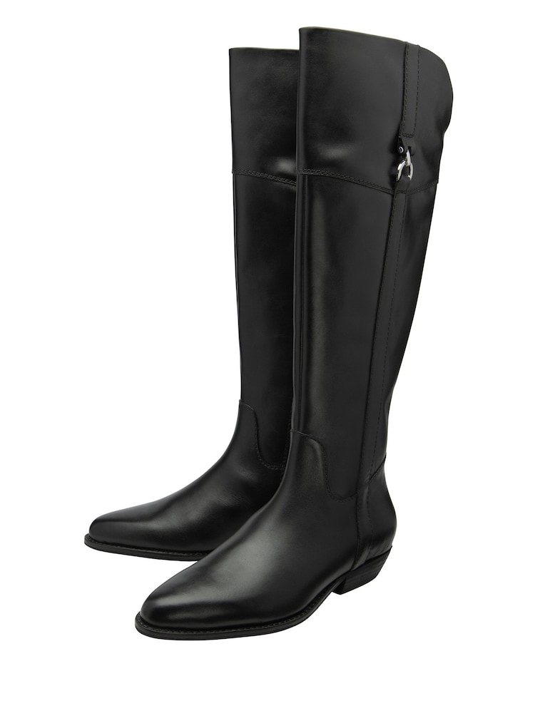 Ravel Black Leather Knee High Boots - Image 2 of 4 Ravel Black Leather Knee High Boots - Image 2 of 4