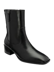 Ravel Black Leather Square Toe Ankle Boots - Image 1 of 4