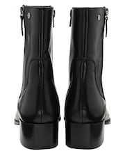 Ravel Black Leather Square Toe Ankle Boots - Image 3 of 4