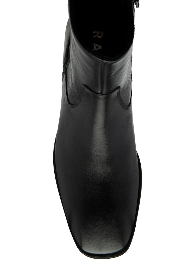 Ravel Black Leather Square Toe Ankle Boots - Image 4 of 4