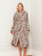 Jim Jam the Label Animal Print Dressing Brown Gown - Image 1 of 5