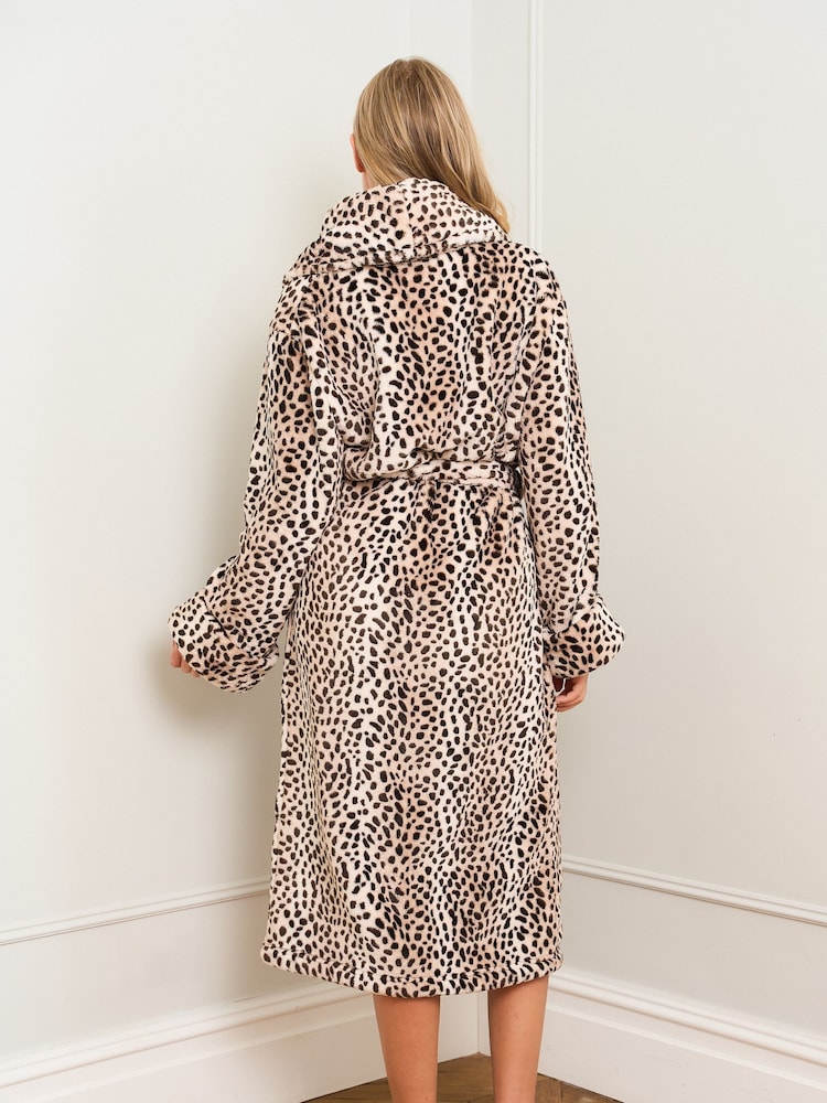 Jim Jam the Label Animal Print Dressing Brown Gown - Image 2 of 5