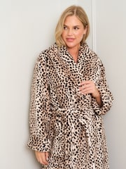 Jim Jam the Label Animal Print Dressing Brown Gown - Image 3 of 5