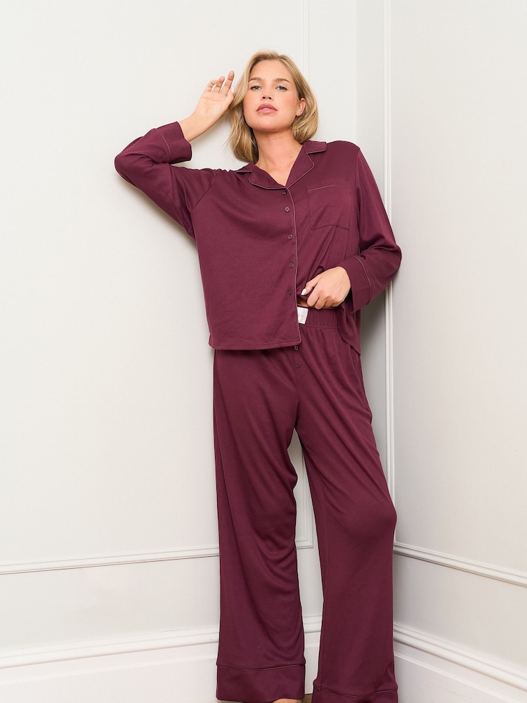 Jim Jam the Label Purple Traditional Pyjamas Set - Image 1 of 5 Jim Jam the Label Purple Traditional Pyjamas Set - Image 1 of 5