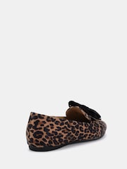 Novo Leopard Animal Print Wide Fit Coco Bow Flat Shoe - Image 4 of 6