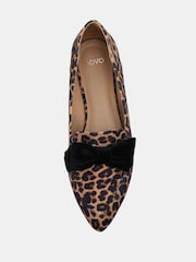 Novo Leopard Animal Print Wide Fit Coco Bow Flat Shoe - Image 5 of 6