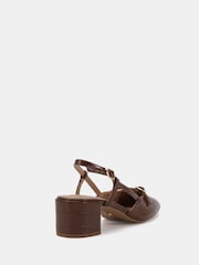 Novo Brown Isadora Block Heel Mary Jane Slingback Courts - Image 4 of 6