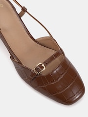 Novo Brown Isadora Block Heel Mary Jane Slingback Courts - Image 5 of 6