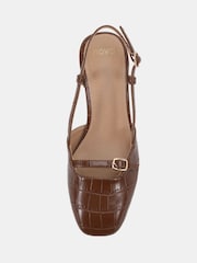 Novo Brown Isadora Block Heel Mary Jane Slingback Courts - Image 6 of 6