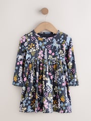 Navy Unicorn Long Sleeve Ribbed Dress (3mths-7yrs) - Image 1 of 4