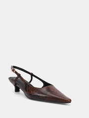 Novo Brown Izzy Low Heel Slingback Point Courts - Image 3 of 6