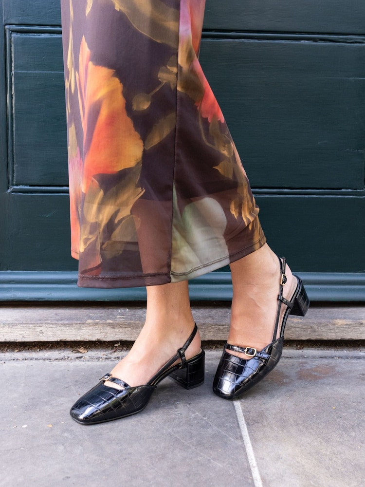 Novo Black Isadora Block Heel Mary Jane Slingback Courts - Image 1 of 6