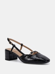 Novo Black Isadora Block Heel Mary Jane Slingback Courts - Image 3 of 6