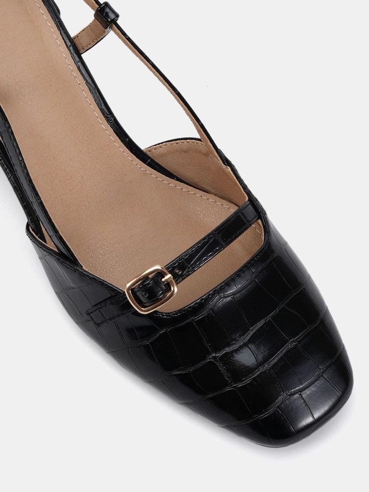 Novo Black Isadora Block Heel Mary Jane Slingback Courts - Image 6 of 6