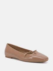Novo Nude Wide Fit Camilla Asymetric Bow Ballerinas - Image 3 of 6