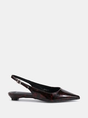 Novo Brown Clover Point Toe Low Heel Slingback Shoes - Image 2 of 6