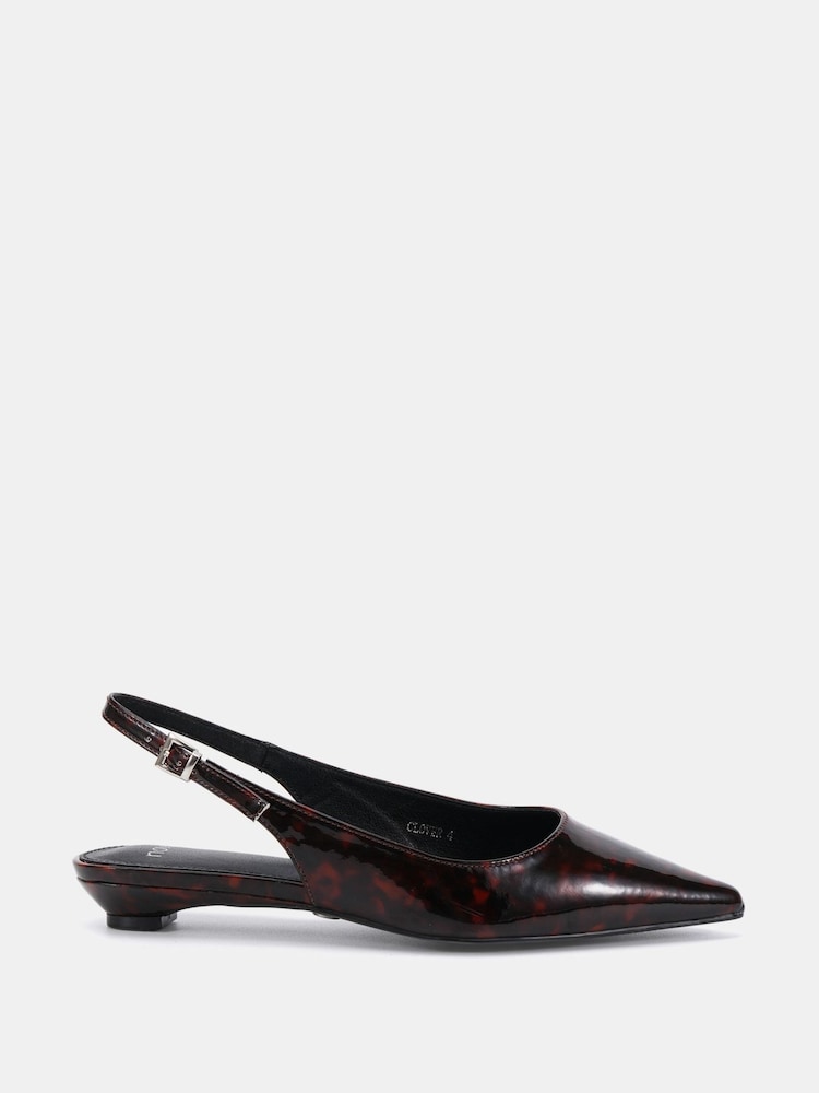 Novo Brown Clover Point Toe Low Heel Slingback Shoes - Image 2 of 6