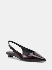 Novo Brown Clover Point Toe Low Heel Slingback Shoes - Image 3 of 6
