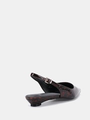 Novo Brown Clover Point Toe Low Heel Slingback Shoes - Image 4 of 6