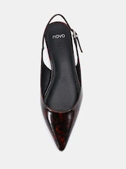 Novo Brown Clover Point Toe Low Heel Slingback Shoes - Image 5 of 6
