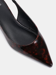 Novo Brown Clover Point Toe Low Heel Slingback Shoes - Image 6 of 6