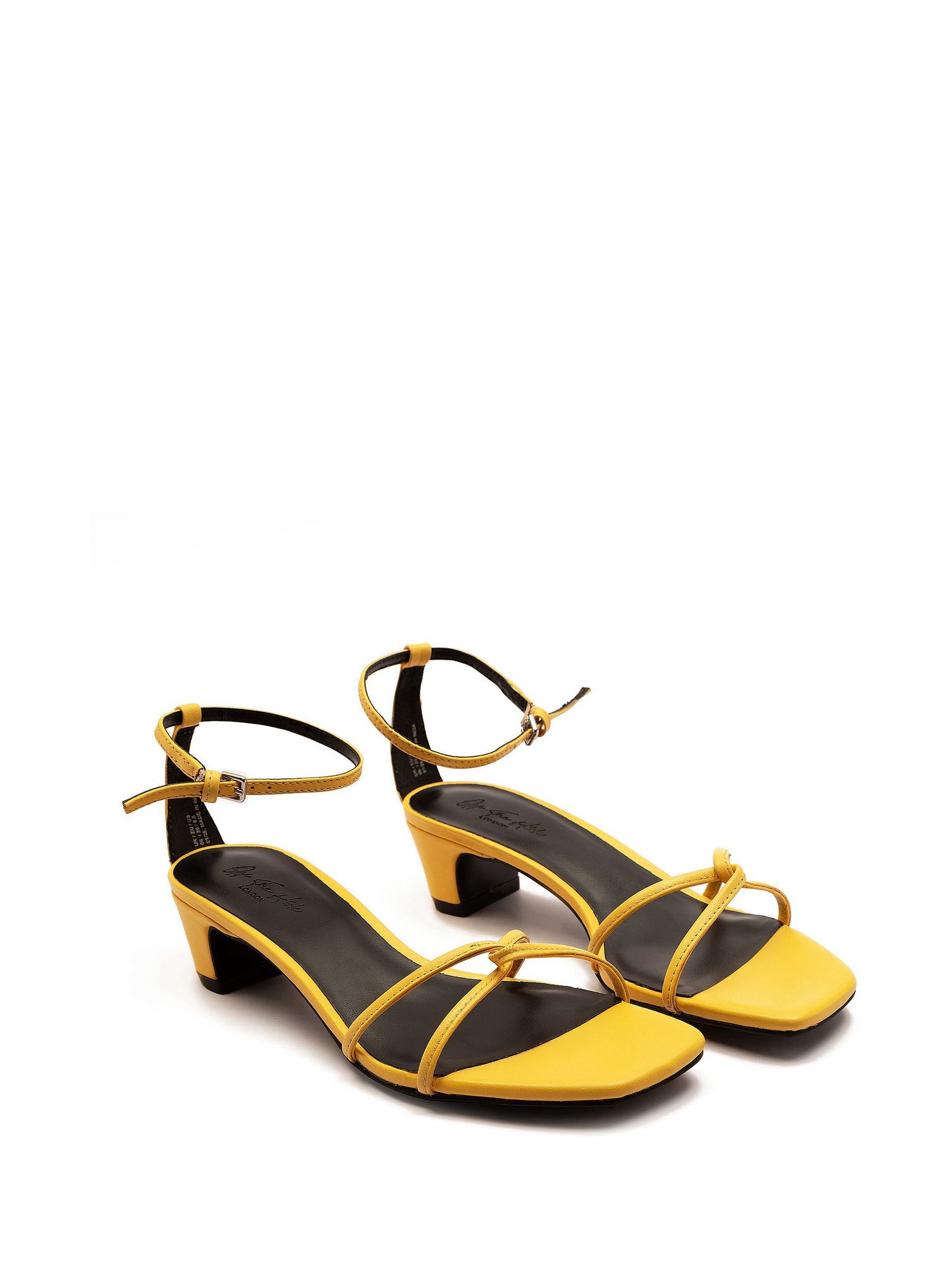 Buy Off The Hook Yellow Holborn Low Block Heel Leather Ankle Strap