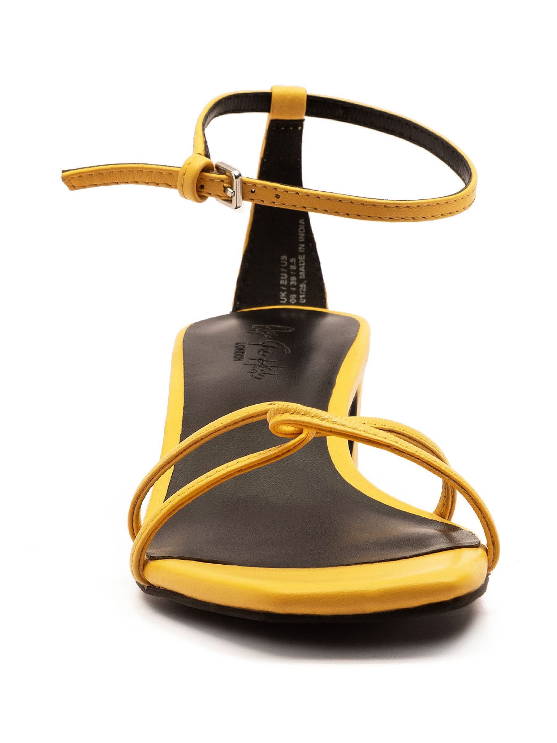 Buy Off The Hook Yellow Holborn Low Block Heel Leather Ankle Strap