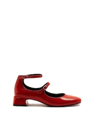 Off The Hook Red Fleet Leather Block Heel Mary Jane Shoes - Image 1 of 6