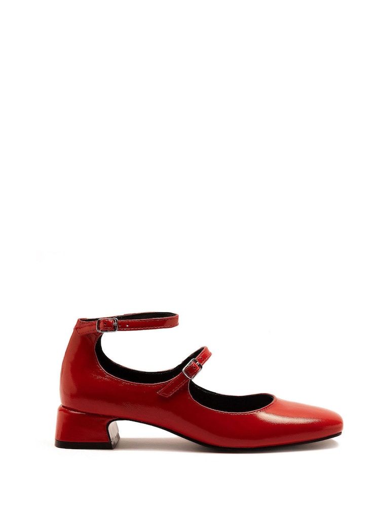 Off The Hook Red Fleet Leather Block Heel Mary Jane Shoes - Image 1 of 6 Off The Hook Red Fleet Leather Block Heel Mary Jane Shoes - Image 1 of 6