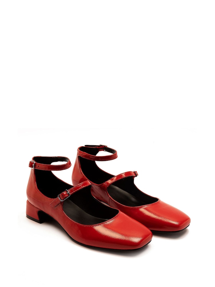 Off The Hook Red Fleet Leather Block Heel Mary Jane Shoes - Image 2 of 6 Off The Hook Red Fleet Leather Block Heel Mary Jane Shoes - Image 2 of 6