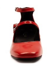 Off The Hook Red Fleet Leather Block Heel Mary Jane Shoes - Image 4 of 6