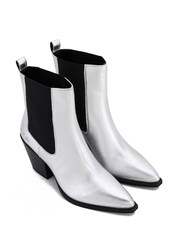 Off The Hook Silver Marlow Western Ankle Leather Boots - Image 4 of 6
