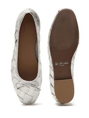 Off The Hook Silver Marble Leather Weave Ballerinas - Image 5 of 6