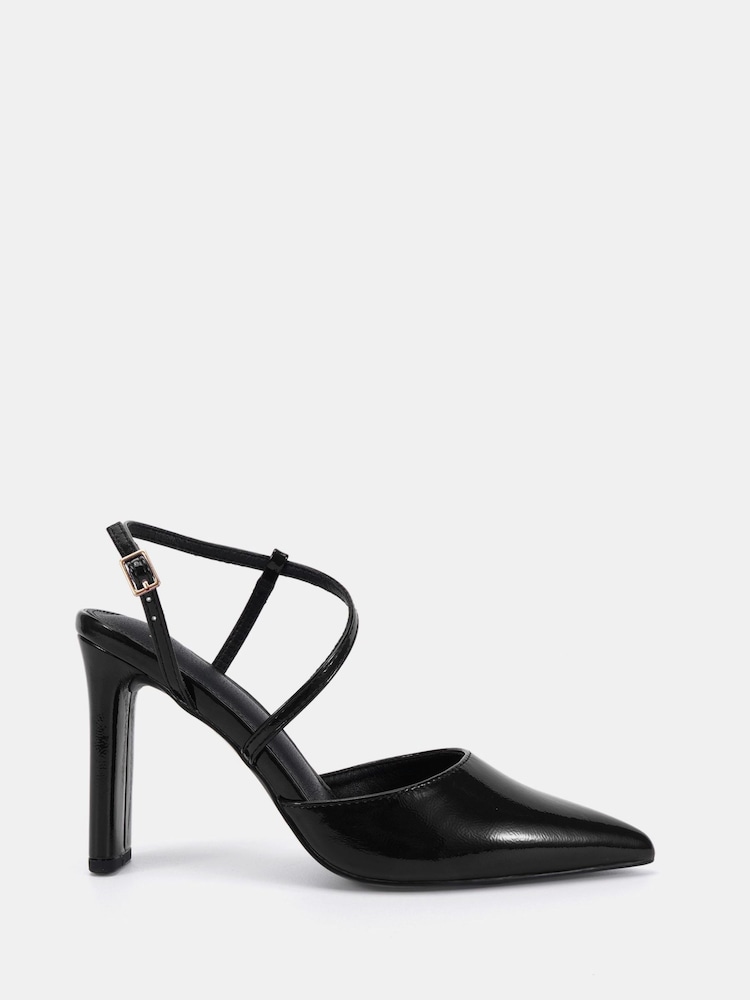 Novo Black Wide Fit Indie Point Toe Strappy Court Shoes - Image 2 of 6 Novo Black Wide Fit Indie Point Toe Strappy Court Shoes - Image 2 of 6